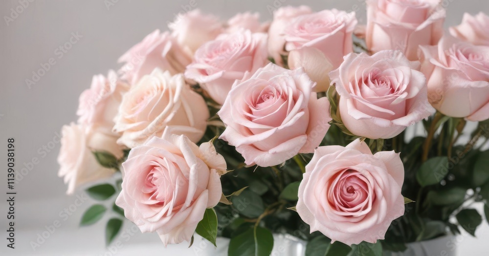 Blurred light pink rose bouquet, soft pastel hues, rose, background Blurred light pink rose bouquet, soft pastel hues, rose, background