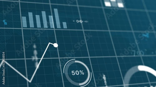 data graph visualization with graphs and charts on a dark grid, perfect for business reports and presentations. Suitable for presentations, business reports, websites, infographics, data analysis