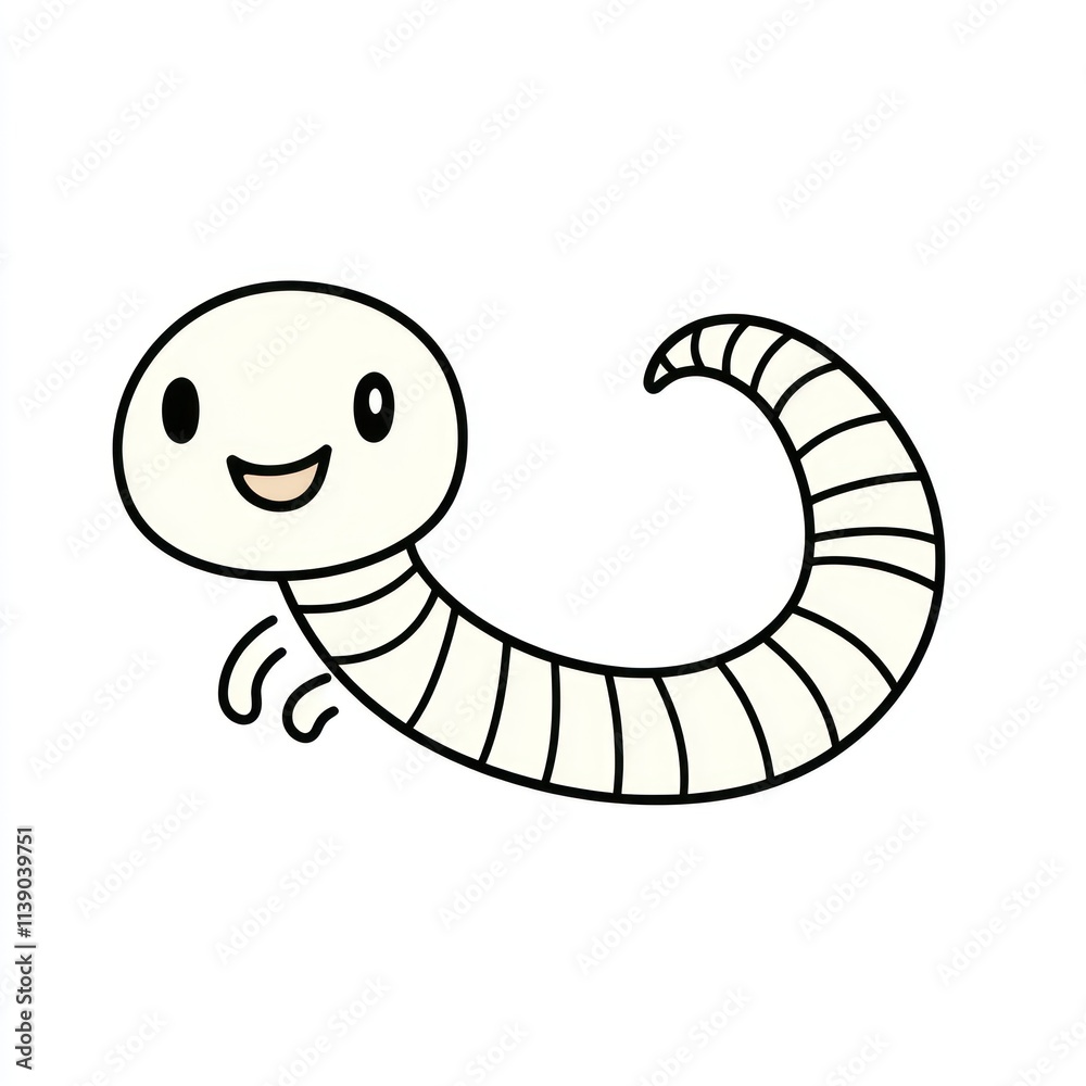 Fototapeta premium Cute cartoon worm illustration.