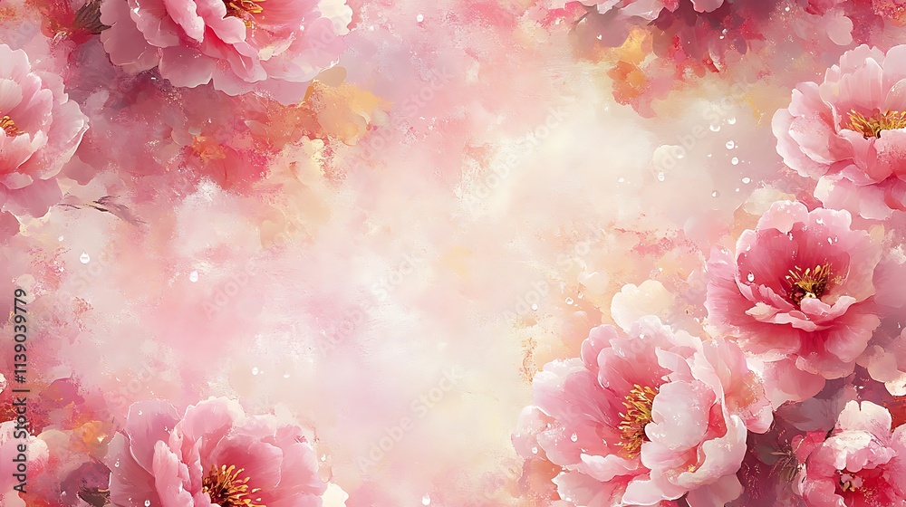 A dreamy composition of fresh peonies in pastel pink and cream hues, with glistening raindrops enhancing their velvety petals, on a soft textured background, hd quality, tranquil and elegant. A dreamy composition of fresh peonies in pastel pink and cream hues, with glistening raindrops enhancing their velvety petals, on a soft textured background, hd quality, tranquil and elegant.