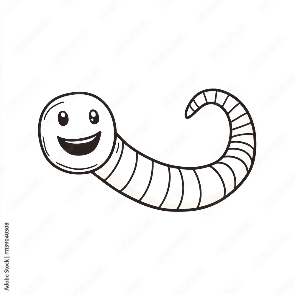 Fototapeta premium Happy cartoon worm with stripes.