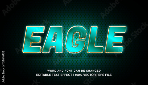 editable eagle blue neon 3d bold glossy typeface
