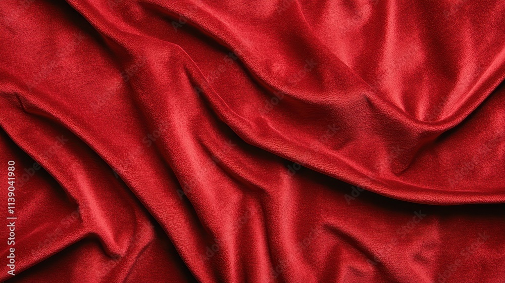 Rich Red Satin Fabric with Elegant Creases and Smooth Texture Rich Red Satin Fabric with Elegant Creases and Smooth Texture