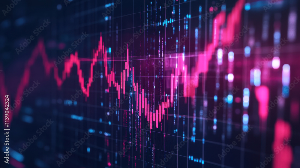 digital chart displaying red upward arrow, indicating growth and progress in data analysis. vibrant colors and dynamic lines evoke sense of optimism and success digital chart displaying red upward arrow, indicating growth and progress in data analysis. vibrant colors and dynamic lines evoke sense of optimism and success