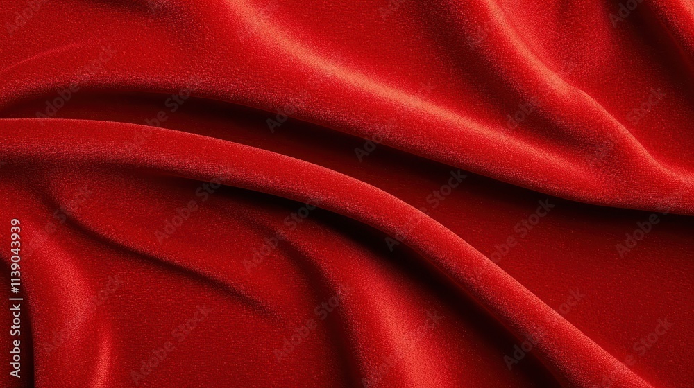 Luxurious Red Silk Texture With Soft Gentle Flowing Drapes