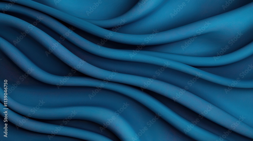 Fototapeta premium Elegant Blue Fabric Waves in Smooth Flowing Texture Background