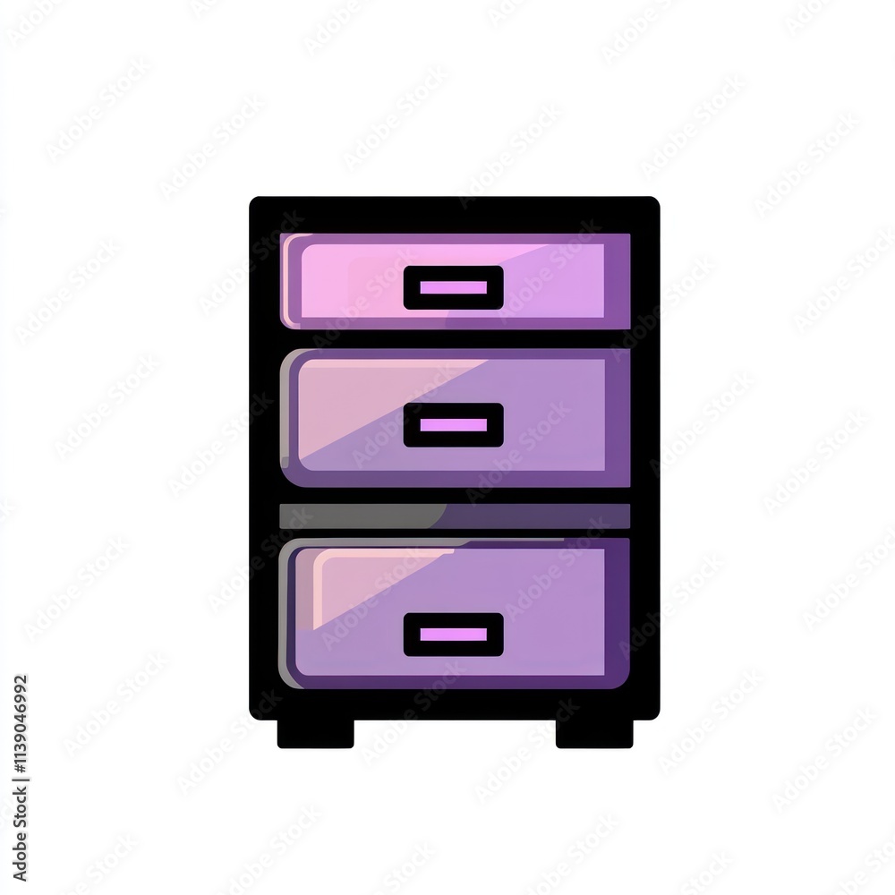 Purple three-drawer cabinet illustration. Purple three-drawer cabinet illustration.