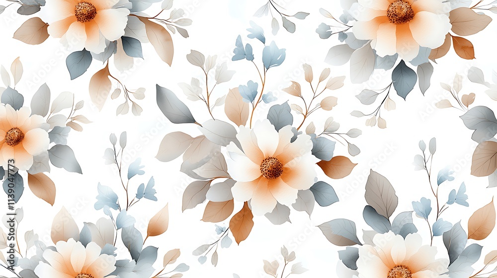 Fototapeta premium Creative studio floral pattern digital artwork featuring soft colors and decorative aesthetics