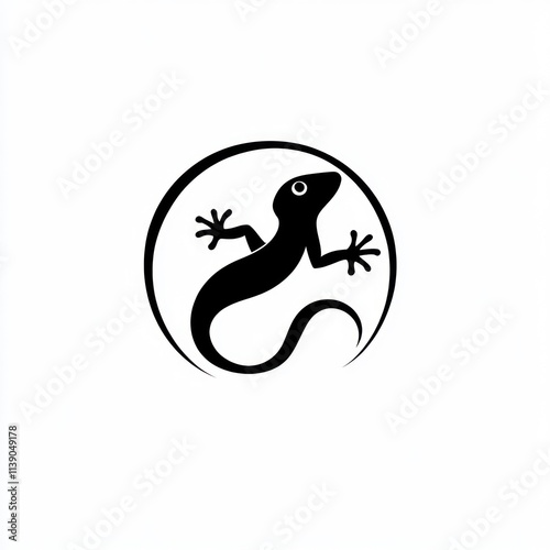 Wallpaper Mural Black gecko lizard in a circle. Torontodigital.ca