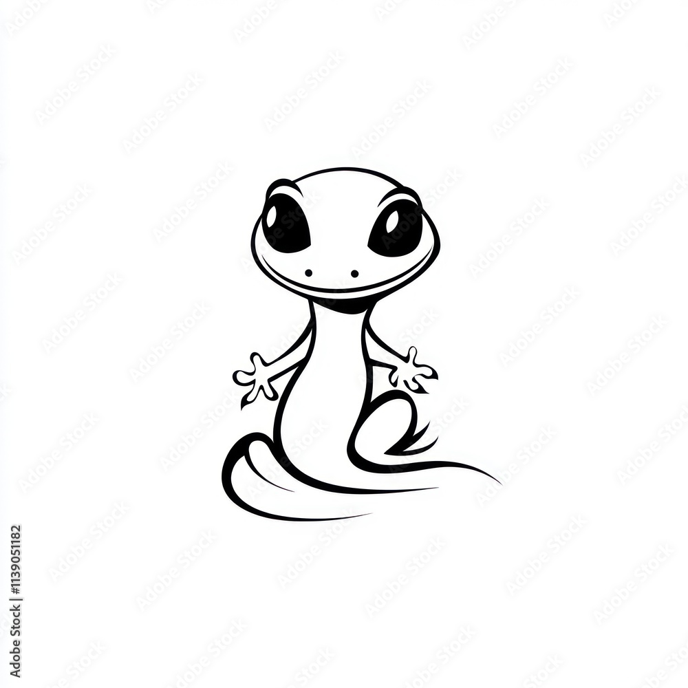 Obraz premium Cute cartoon gecko illustration.