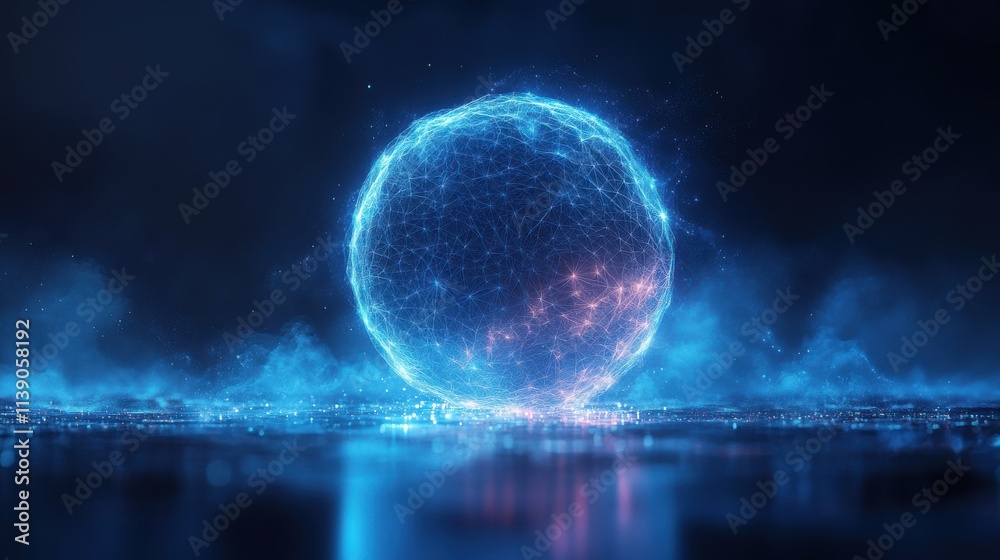 Fototapeta premium abstract 3d rendering of polygonal sphere futuristic modern background design for poster cover branding banner placar