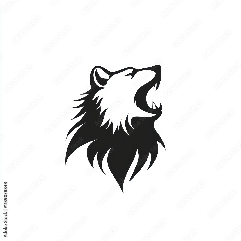 Roaring bear head, black and white vector illustration. Roaring bear head, black and white vector illustration.