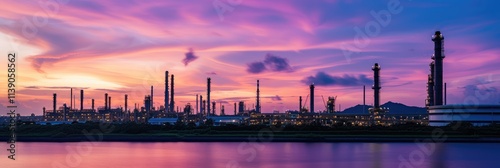 Industrial Silhouette Against Vibrant Sunset Sky