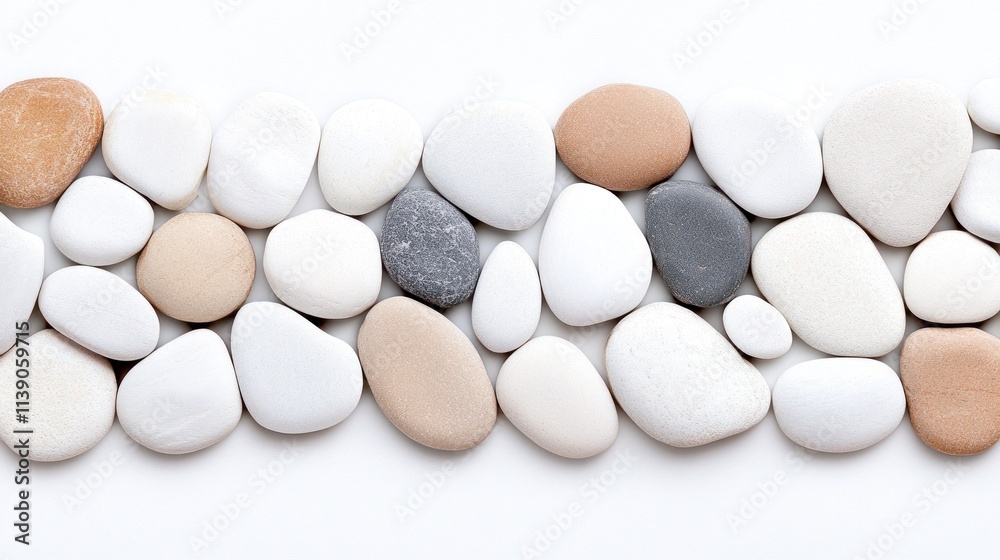 A collection of smooth, colorful pebbles arranged on a surface. A collection of smooth, colorful pebbles arranged on a surface.