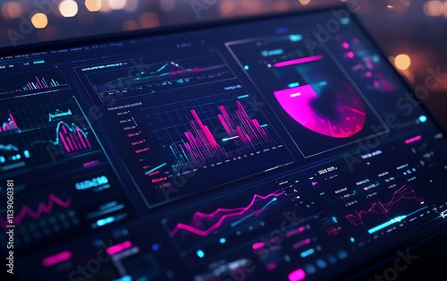 A detailed digital dashboard for wind energy insights, realtime data graphs, clean UI design, neon accents, futuristic vibe, ultra HD quality photo