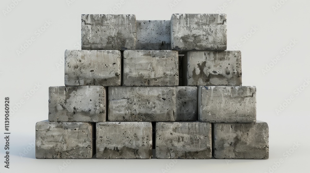 Obraz premium Stacked Concrete Blocks on Plain Background