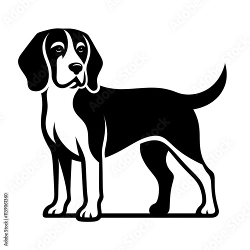 illustration of a dog, Beagle Begging silhouette vector black and white photo