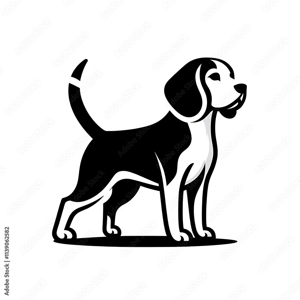 illustration of a dog, Beagle Begging silhouette vector black and white illustration of a dog, Beagle Begging silhouette vector black and white