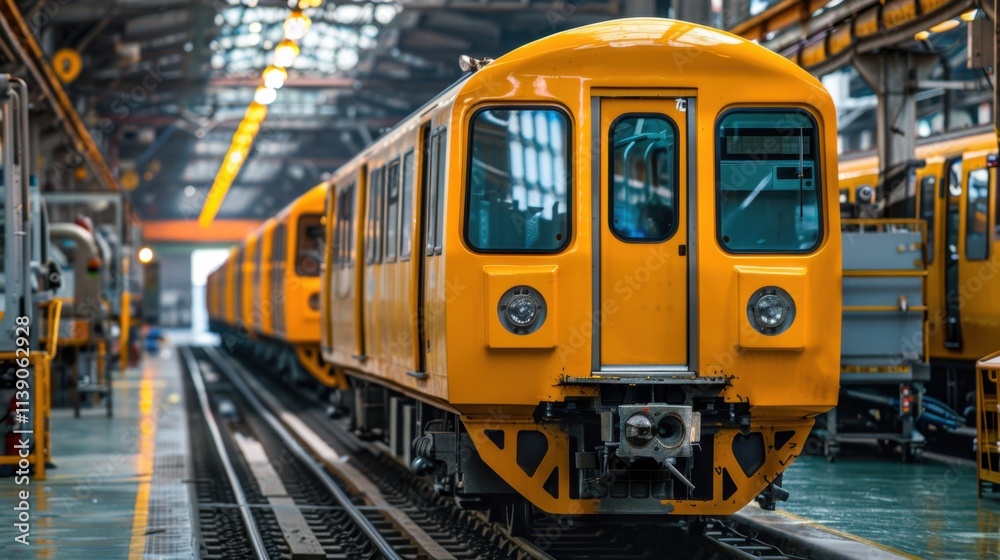 Obraz premium Railcar Manufacturing Plant: A facility where passenger and freight railcars are designed, built, and assembled to meet the transportation needs of industries. 