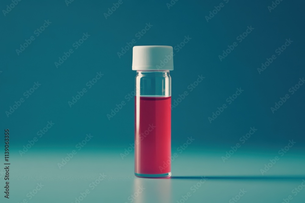 Glass Test Tube Filled with Bright Red Liquid on a Simple Background in Laboratory Setting Glass Test Tube Filled with Bright Red Liquid on a Simple Background in Laboratory Setting