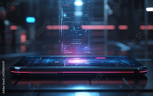 A phone projecting a floating holographic AI assistant, blending advanced AI technology with a clean, minimalist design, virtual helper theme, ultradetailed, 4K quality photo