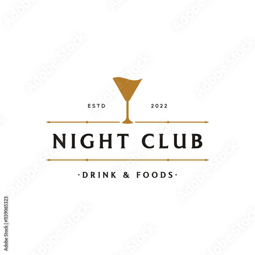 Luxurious drink glass logo design. Logo for bars, nightclubs and businesses.