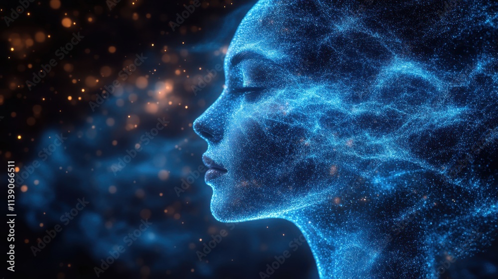 abstract blue head with lines 3d rende abstract blue head with lines 3d rende