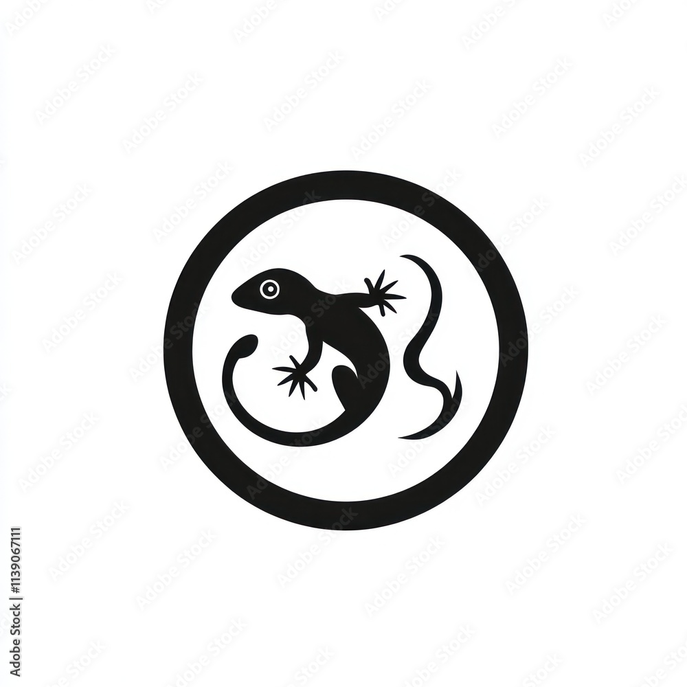 Simple black gecko icon in a circle. (1) Simple black gecko icon in a circle. (1)
