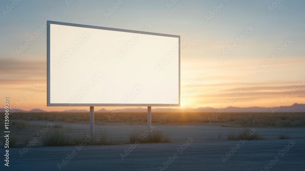 Obraz premium Billboard advertising sunset landscape outdoor display scenic location minimalist design open viewpoint for marketing impact