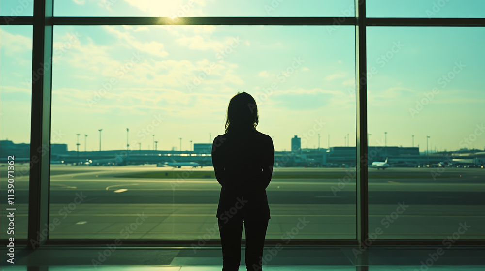 Fototapeta premium silhouette of a person looking at the window