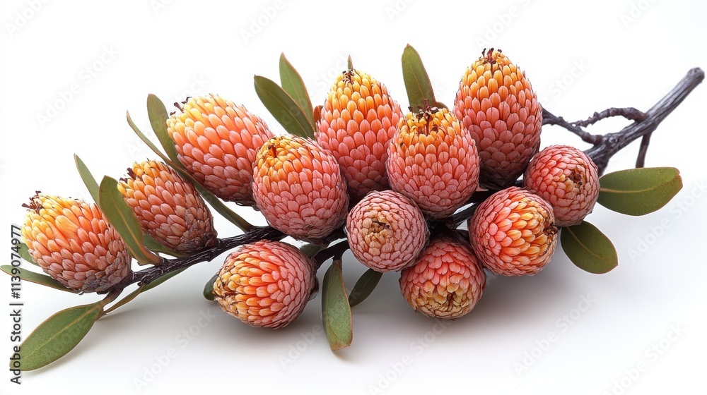 Fototapeta premium beautiful banksia clipart isolated on a white background banksia coccinea