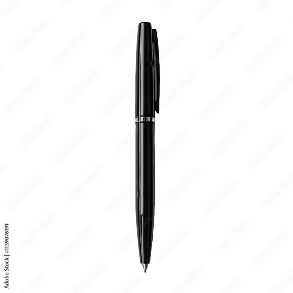 Vertical Image of a Black Ballpoint Pen Isolated On A White Background, PNG Transparent Vertical Image of a Black Ballpoint Pen Isolated On A White Background, PNG Transparent