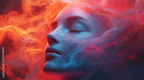 colorful futuristic human head 3d rende