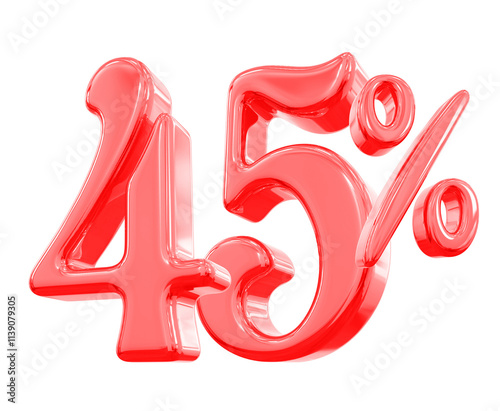 45 percent red offer in 3d photo