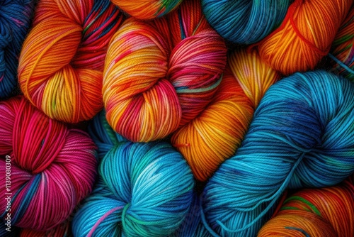 High Resolution Visual of Colorful Yarn for Knitting and Craft Projects