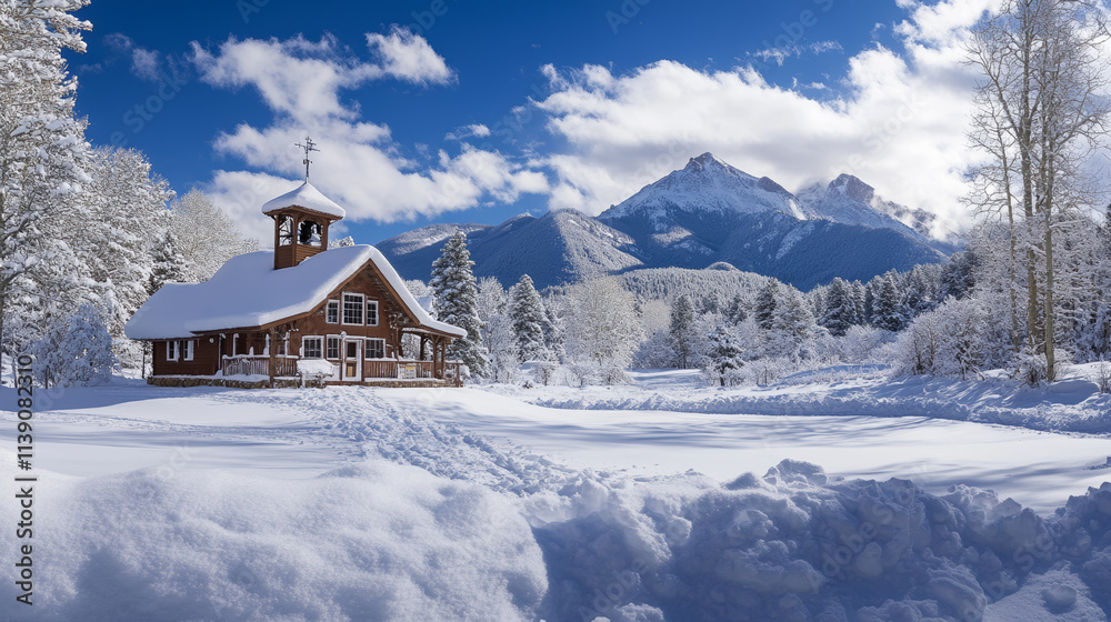 Naklejka premium church in the mountains
