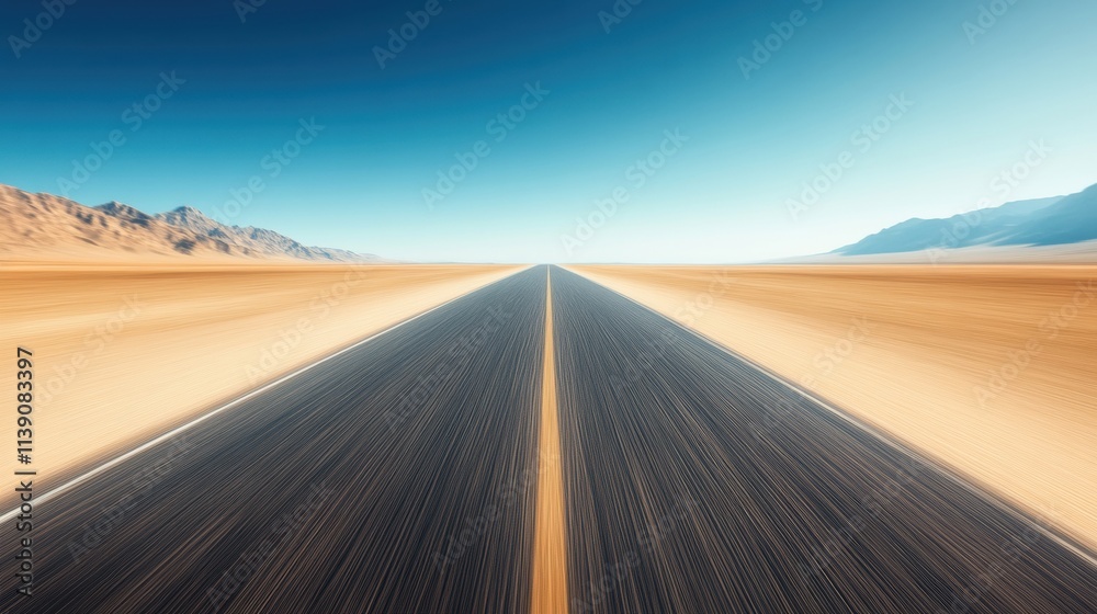 Naklejka premium Desert road journey through vast landscapes empty terrain aerial view scenic route adventure travel experience