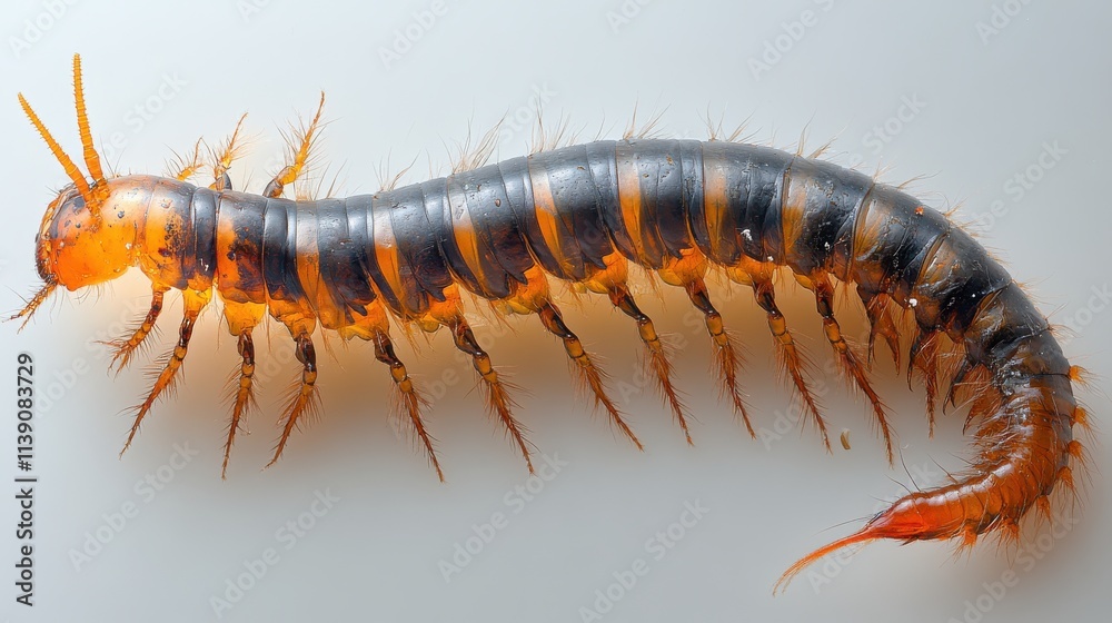 Fototapeta premium illustration of a centipede isolated on a white background centipede