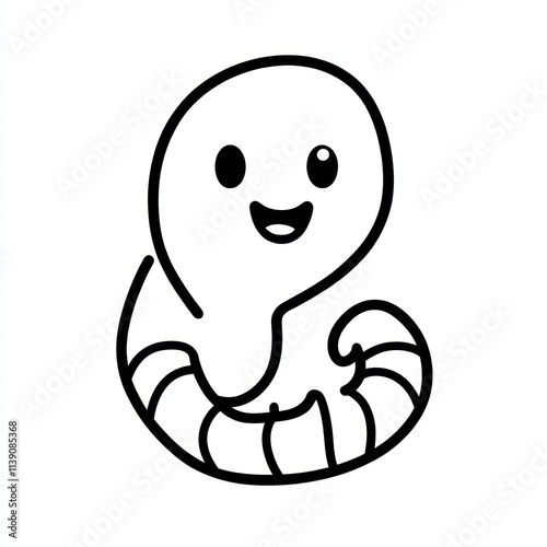 Cute cartoon worm with a happy face.