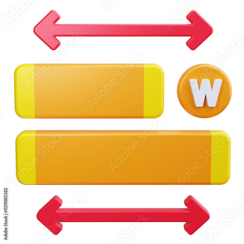 width 3d render icons