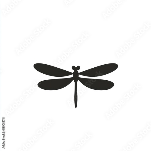 Simple black dragonfly silhouette illustration.