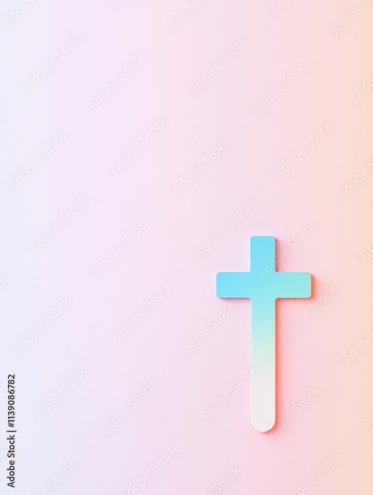 Multicolored Cross on Pastel Background Representing Spiritual Focus and Harmony Multicolored Cross on Pastel Background Representing Spiritual Focus and Harmony
