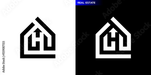 Simple house logo. Initials, modern. Icon symbol design template EPS 10.