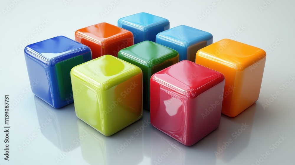 Fototapeta premium set of cubes in different colors 3d rende