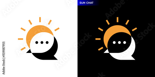 Chat sun logo. Communication, nature, solar. Icon symbol design template EPS 10.
