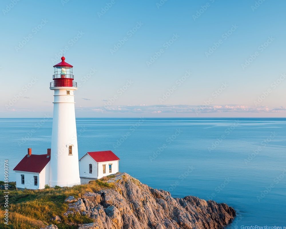 Scenic lighthouse at dawn coastal landscape photography tranquil waters panoramic view serene atmosphere Scenic lighthouse at dawn coastal landscape photography tranquil waters panoramic view serene atmosphere