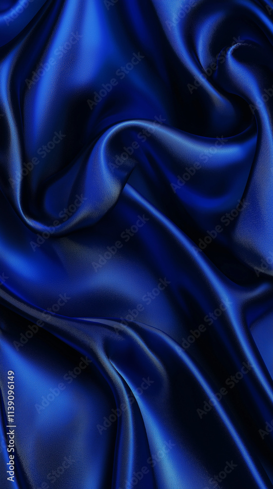 Obraz premium Background,shot of silk fabric, surface with soft reflections, deep blue color, smooth flowing folds
