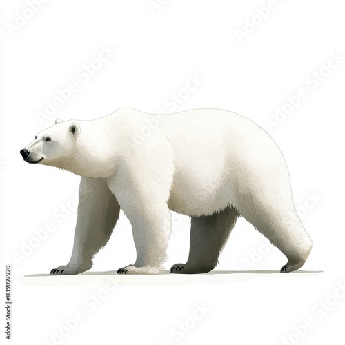 Polar Bear Walking, Isolated on White Background Cutout photo