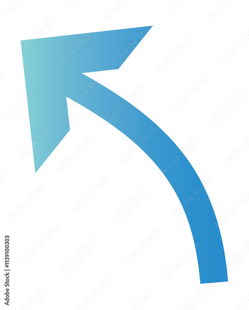 Clip art of curved left-pointing arrow in business blue gradient. Clip art of curved left-pointing arrow in business blue gradient.