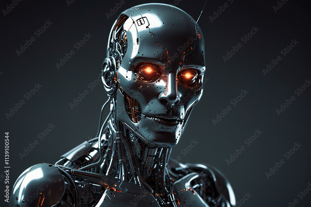 portrait of a Robot with a technological background | cyber security | Digital world | Robot Activities | Technology portrait of a Robot with a technological background | cyber security | Digital world | Robot Activities | Technology